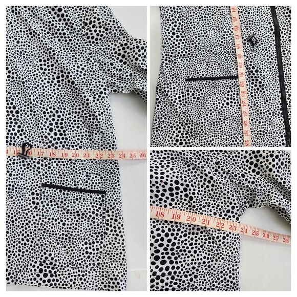 Chico’s Black White Dalmatian Print Cinch Waist Anorak 2 Way Zipper Rain… - Picture 14 of 14